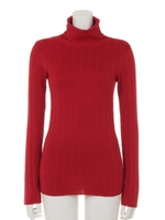 【Shelly island】ワイドリブタートルニット/レッド