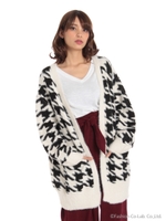 千鳥ジャガードカーデ/ブラック