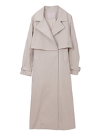 【コート】タスランロングトレンチコート/ライトグレー