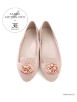 【足幅ゆったり3E/ストレスフリー】ビジューフラットパンプス/PINK BEIGE