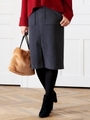 ウールモッサ前スリットタイトスカート/C/グレー