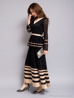 シースルーボーダーワンピース[DRESS/ドレス]/ブラック