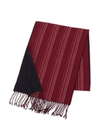 シルクリバーシブルストライプマフラー/チャコールグレー×レッド(214)