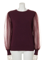 チュールスリーブニットPO/オフホワイト