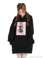 ハートベアプリントビッグパーカー/ブラック