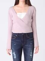 フロントカシュクールニットトップス/WHT