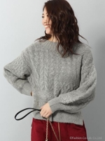 ブークレーケーブルニット/グレー