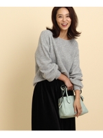 ボートネックパフ袖ニット/ライトグレー(011)