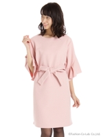 袖フリルワンピース/グレー