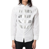 NeilBarrett ニールバレット デザインシャツ 41837 ホワイト系 メンズ ラメのラインがポイント