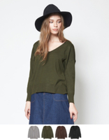 Vネックプルオーバーニットトップス【メール便可／90】