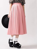 WEGO/ビンテージサテンミディプリーツスカート