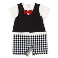 【18%OFF】ベストレイヤード風蝶ネクタイつきカバーオール