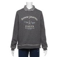 【50%OFF】エッフェル塔ロゴ入り裏毛トレーナー×チェック衿つきTシャツセット