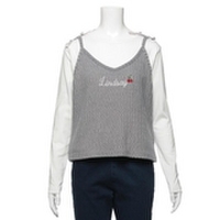 【50%OFF】【ニコ☆プチ掲載】ロゴ刺しゅう入りニットソーキャミソール×Tシャツセット