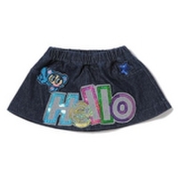 【50%OFF】【ベビー】スパンコールロゴキャラクターモチーフつきデニムスカパン