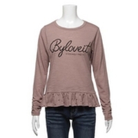 【50%OFF】裾フリル切り替えロゴ入りTシャツ