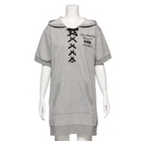 【51%OFF】レースアップ裏毛パーカーワンピース