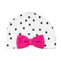 【新生児向け】リボン付きドット柄ジャージキャップ