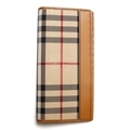 【新品】 かぶせ長財布 シンプルロングウォレット バーバリー BURBERRY メンズ ライトブラウン y-001211