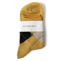 【新品】 くつ下（アーガイル） 25〜27 バーバリー 56647 BURBERRY グレー系×イエロー系 メンズ