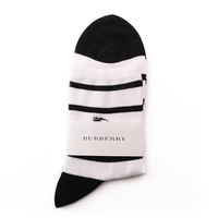 【新品】 ソックス ボーダー  バーバリーロンドン 45856 BURBERRY LONDON ホワイト系×ブラック系 メンズ