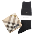 【新品】 ハンカチ&靴下セット バーバリー 44631 BURBERRY ベージュ系×ブラック系 メンズ