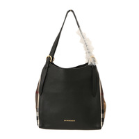 【新品】 バーバリー ショルダーバッグ  y-000199 黒×ベージュ系 レディース 牛革 肩掛けバッグ