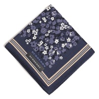 【新品】 薄手 ハンカチ 花柄  バーバリー 72254 BURBERRY ネイビー メンズ