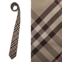 【新品】チェックネクタイ バーバリー ロンドン 全長143×剣先7cm グレージュ系 y-000487 メンズ