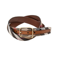 【新品】バーバリー ロンドン　チェックベルト ブラウン系 y-000423 メンズ