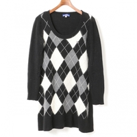 アンゴラカシミヤ混アーガイルニットワンピース 38 バーバリーブルーレーベル 01000554 BURBERRY BLUE LABEL ブラック レディース