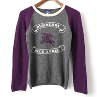 セーター 38 バーバリーブルーレーベル 56924 BURBERRY BLUE LABEL グレー系×パープル系 レディース