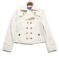 ダブルブレスト裏地チェックスプリングコート 38 バーバリーブルーレーベル 66247 BURBERRY BLUE LABEL ホワイト レディース