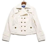 ダブルブレスト裏地チェックスプリングコート 38 バーバリーブルーレーベル 66247 BURBERRY BLUE LABEL ホワイト レディース