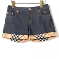 チェック切替デニムショートパンツ 24 バーバリーブルーレーベル 76670 BURBERRY BLUE LABEL ブルー レディース