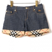 チェック切替デニムショートパンツ 24 バーバリーブルーレーベル 76670 BURBERRY BLUE LABEL ブルー レディース