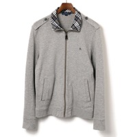 チェック切替ハイネックジップアップコットンブルゾン L バーバリーブルーレーベル 71015 BURBERRY BLUE LABEL グレー メンズ