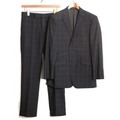 チェック柄ノッチドラペルテーラードシングルジャケットスーツ 36R バーバリーブラックレーベル 69237 BURBERRY BLACK LABEL ネイビー メンズ