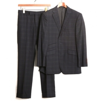 チェック柄ノッチドラペルテーラードシングルジャケットスーツ 36R バーバリーブラックレーベル 69237 BURBERRY BLACK LABEL ネイビー メンズ