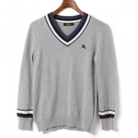 ニット　ライン入りVネック 9 バーバリーブラックレーベル 01000222 BURBERRY BLACK LABEL グレー メンズ
