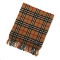 バーバリーズ 英国チェックマフラー ベージュ系 人気の英国チェック柄、ウール製マフラー