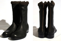 バーバリーブラックレーベル 新品 ボア付きレザーブーツ メンズ ブラック