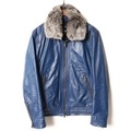 ブラックレーベルクレストブリッジ キルティングライナー付ラビットファー装飾ラムレザージャケット M br01001479 BLACK LABEL CRESTBRIDGE ネイビー メンズ