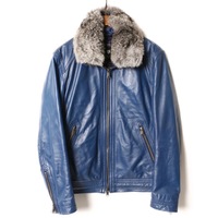 ブラックレーベルクレストブリッジ キルティングライナー付ラビットファー装飾ラムレザージャケット M br01001479 BLACK LABEL CRESTBRIDGE ネイビー メンズ