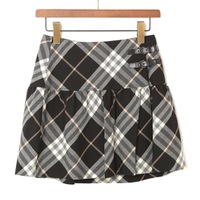 ベルト装飾チェックラップスカート 36 バーバリーブルーレーベル 69996 BURBERRY BLUE LABEL ブラック レディース