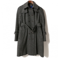 ラメ装飾ダブルブレストロングコート 38 バーバリーブルーレーベル br01001053 BURBERRY BLUE LABEL グレー レディース