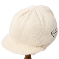 ロゴ刺繍ツバ付ニットキャップ  バーバリーブルーレーベル 64097 BURBERRY BLUE LABEL ホワイト レディース