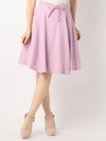 細ベルト付きフレアースカート/グリーン