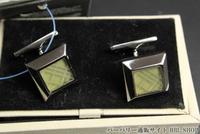 新品★イエローチェックカフスボタン◆バーバリーロンドン◆